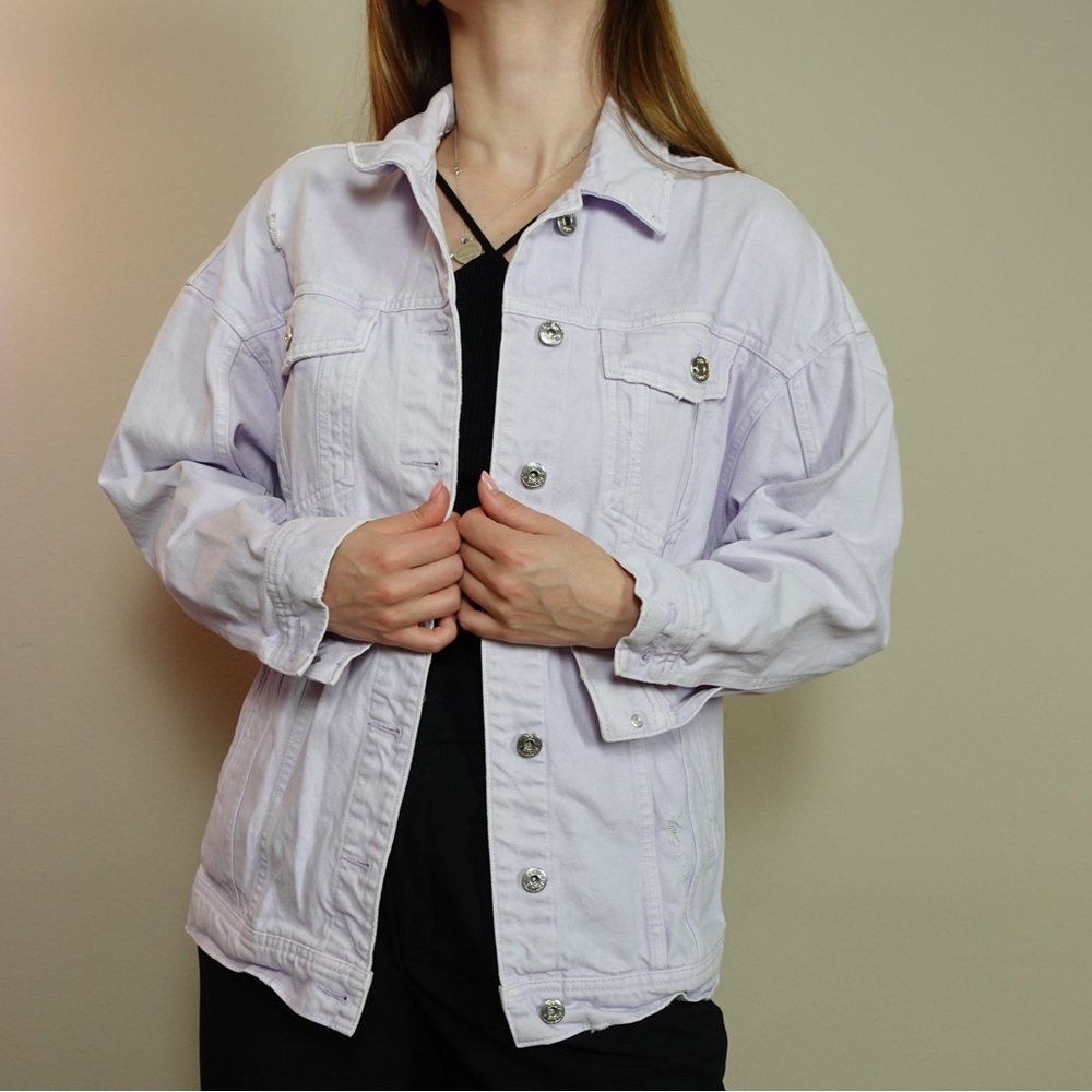 Zara jeans jacket purple size M